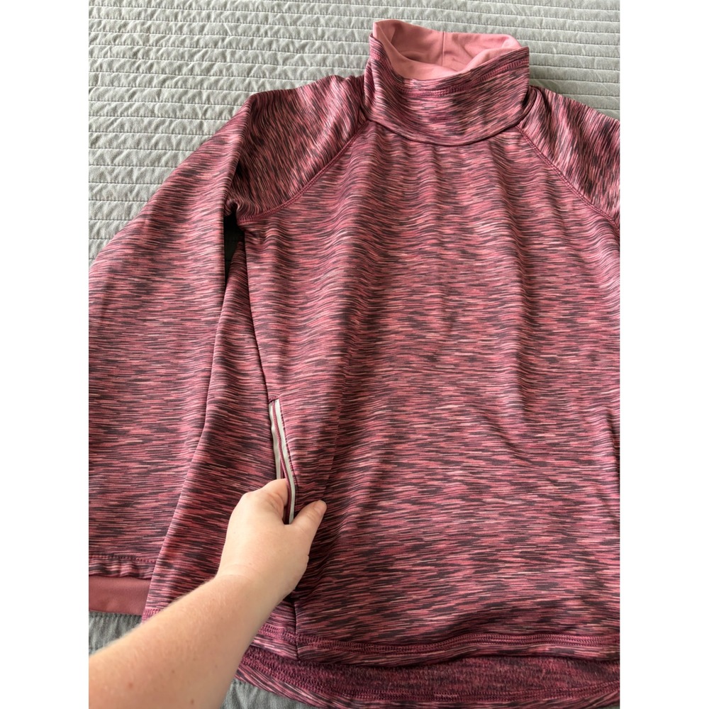 Spyder Active Womens Pink Space Dye Fleece Lined Cowl Neck Pullover Top Large - Picture 4 of 8